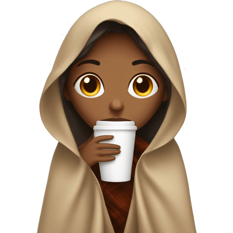 girl inside a blanket sipping coffee eyes closed emoji