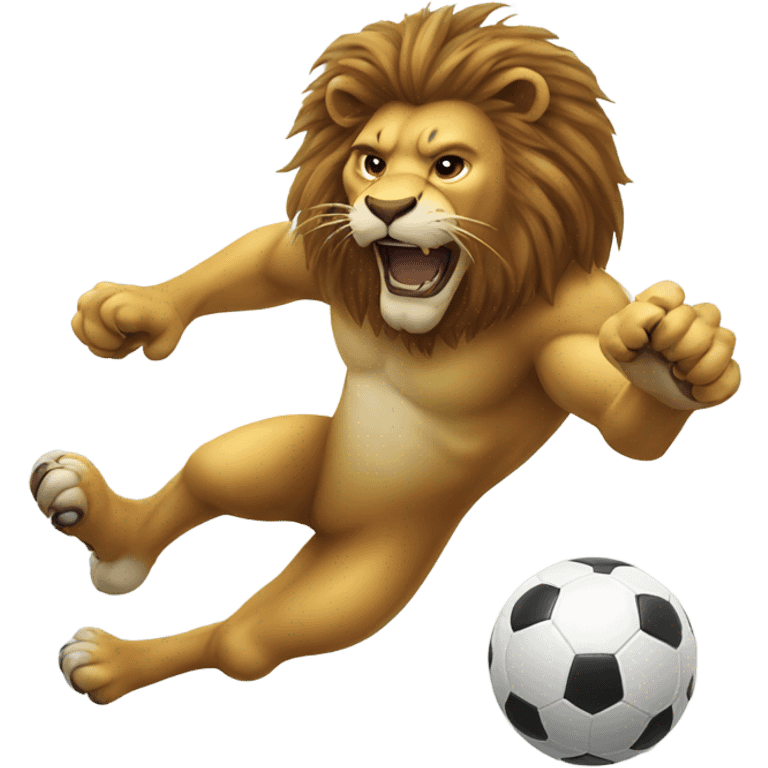 Lion kicking a football emoji