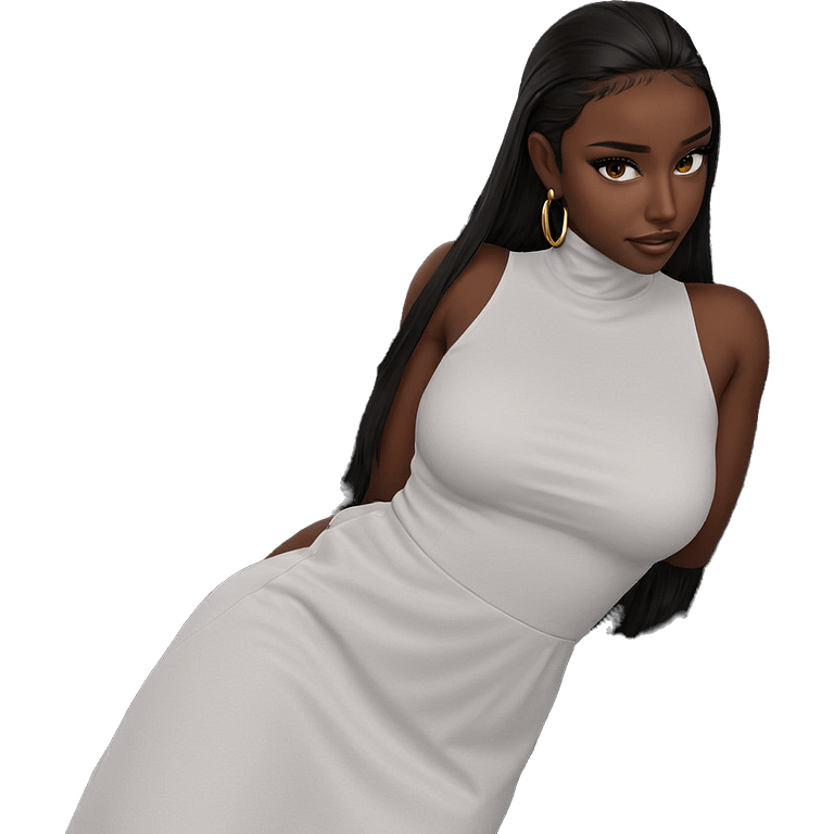 dark-skinned girl in white dress emoji