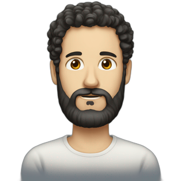 white man, black beard and short curly hair, russian,  emoji