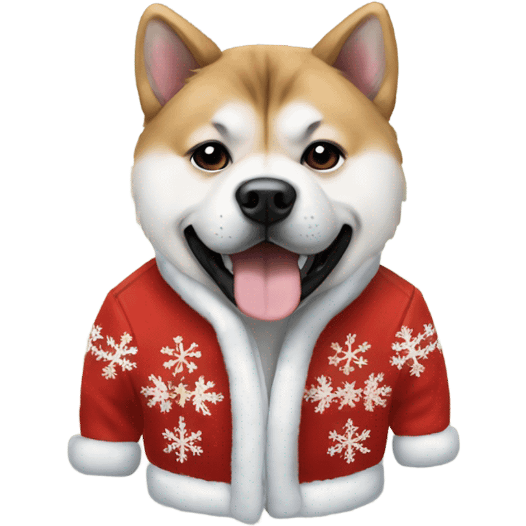 Akita wearing a Christmas jacket emoji