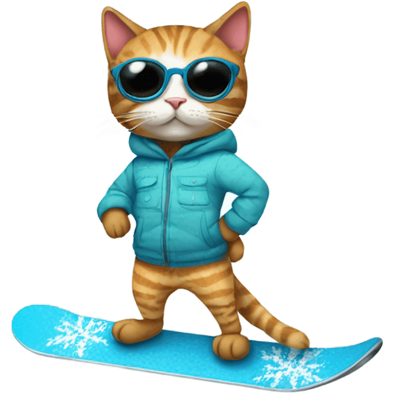 cat with pajamas on a snowboard  emoji