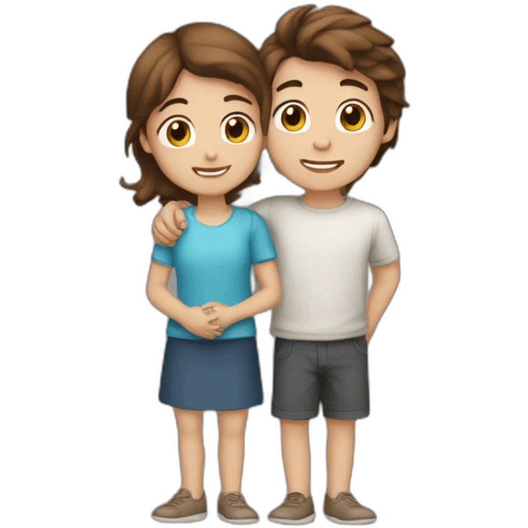 boy-brown-hair hug girl with brown-hair emoji