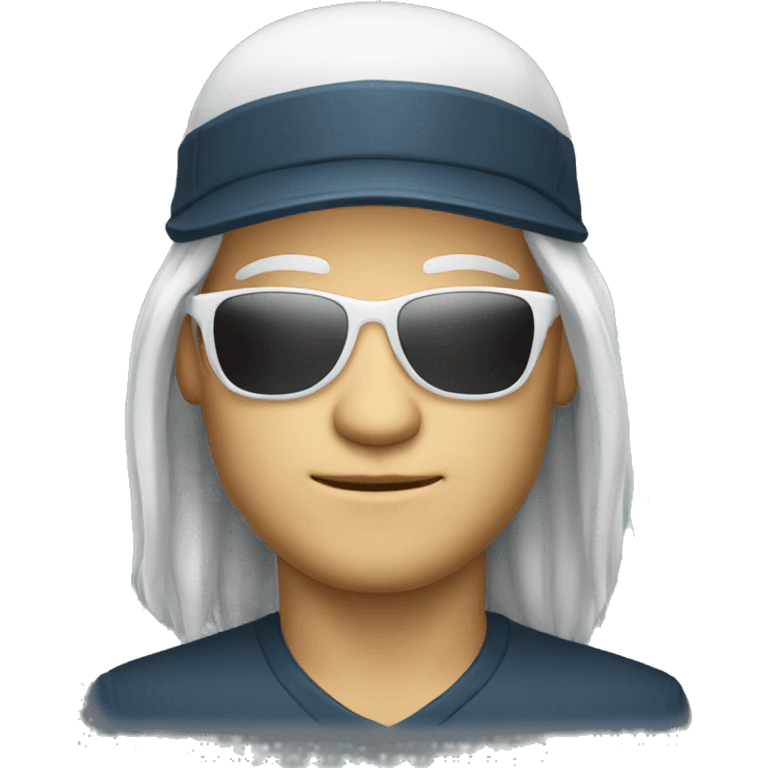 long hair white businessman with sunglasses and cap emoji