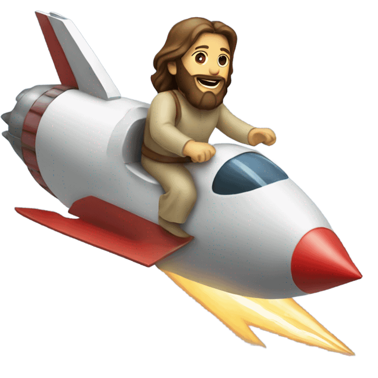 Jesus riding a rocket ship emoji