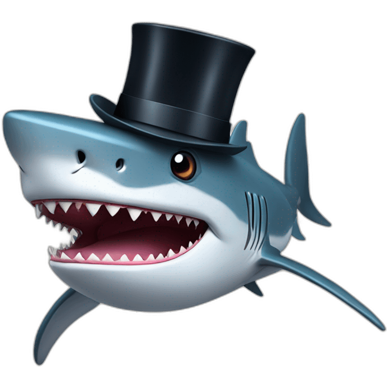 Shark with a top hat emoji