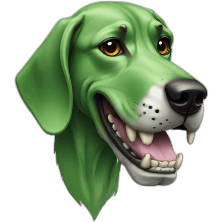 Green hound with a skull mask emoji