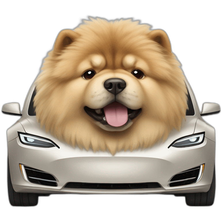 Chow chow in a tesla emoji