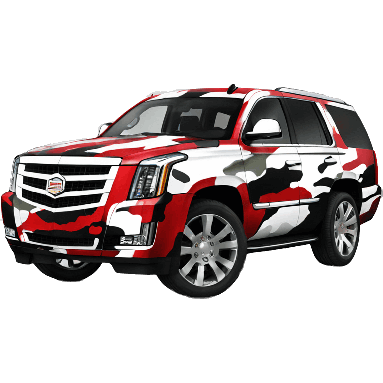  camouflage style red white and black, Cadillac Escalade emoji