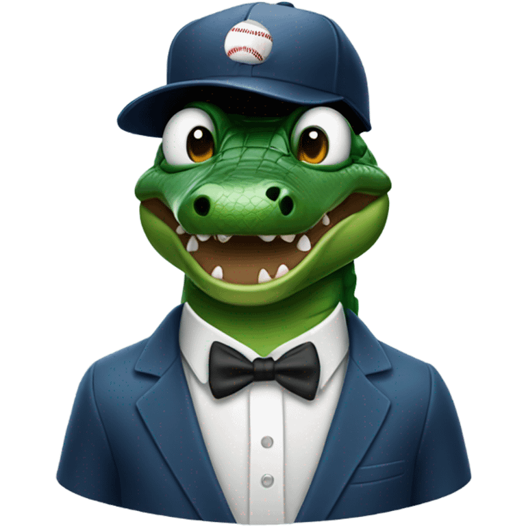 Alligator wearing a baseball hat, suit and tie emoji