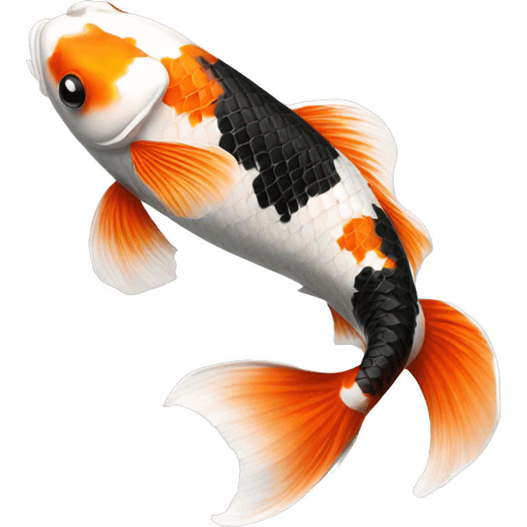 Black + Orange + White realistic koi fish  emoji