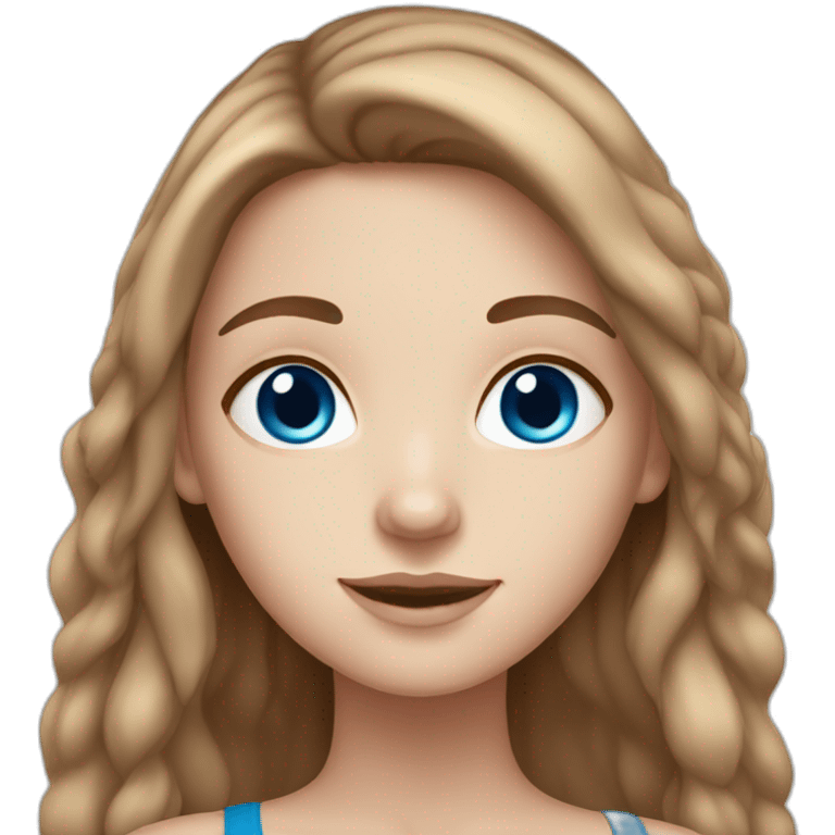 white girl with blue eyes, long brown hair and freckles  emoji