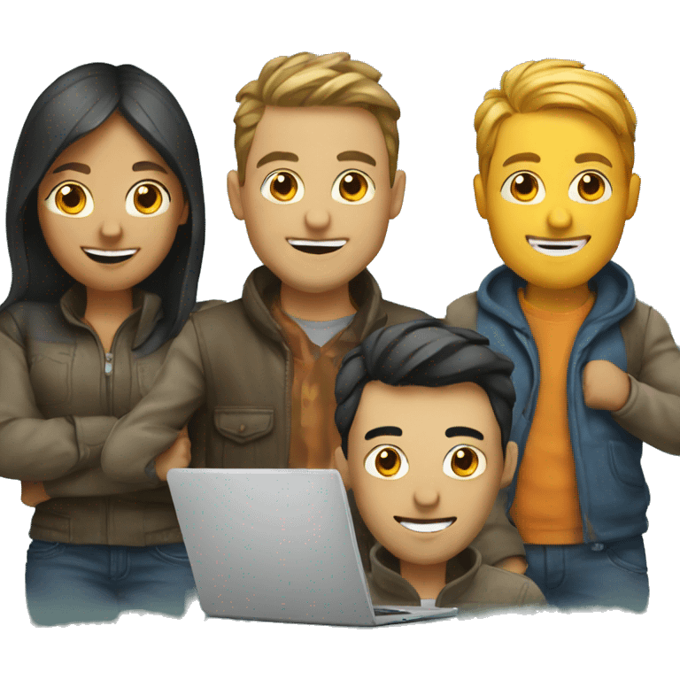 group of developers with a laptop emoji