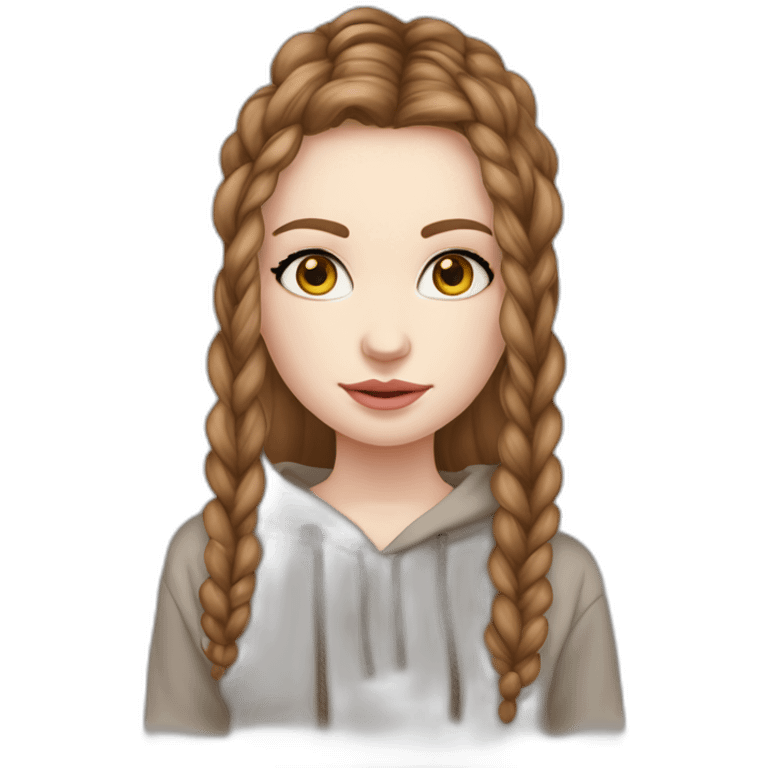 pale skin and long braid marron hair and huzlenuts eyes girl hoodie emoji