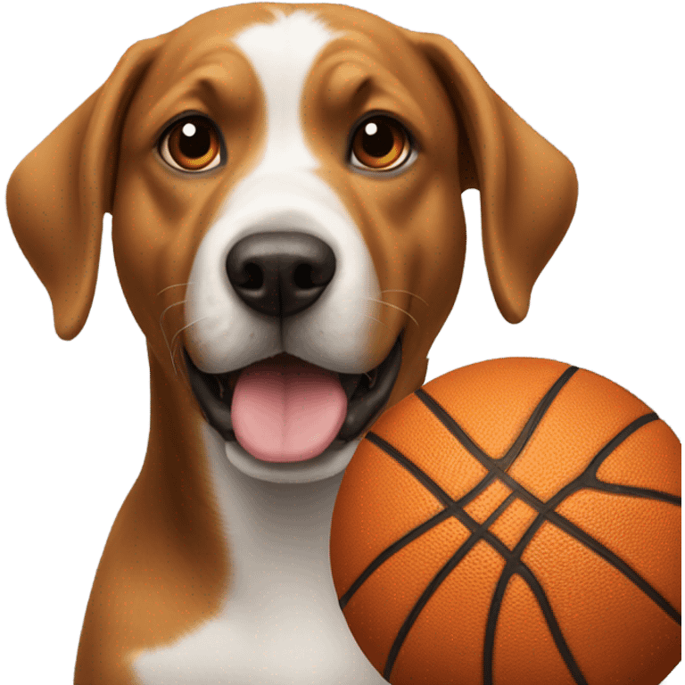 A dog playing basketball emoji