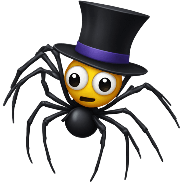 A spider dancing with a black hat on his head emoji