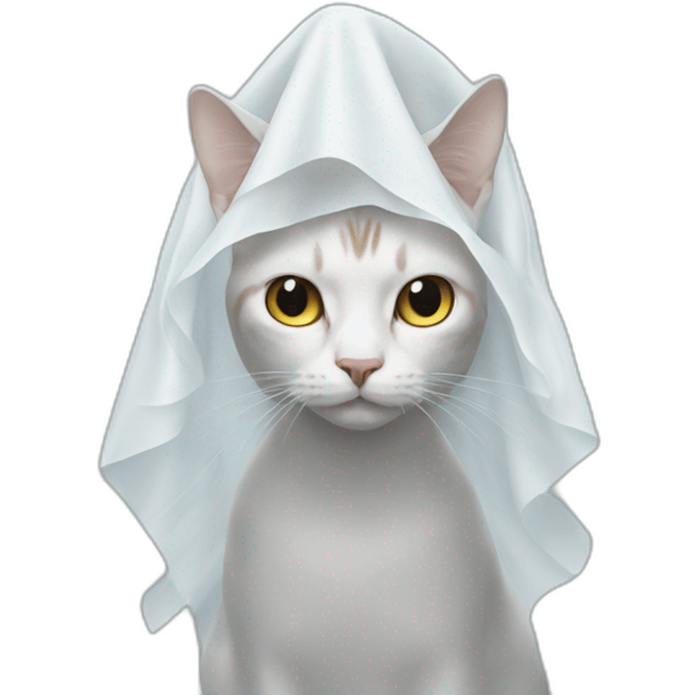 Cat with sheet over head ghost emoji