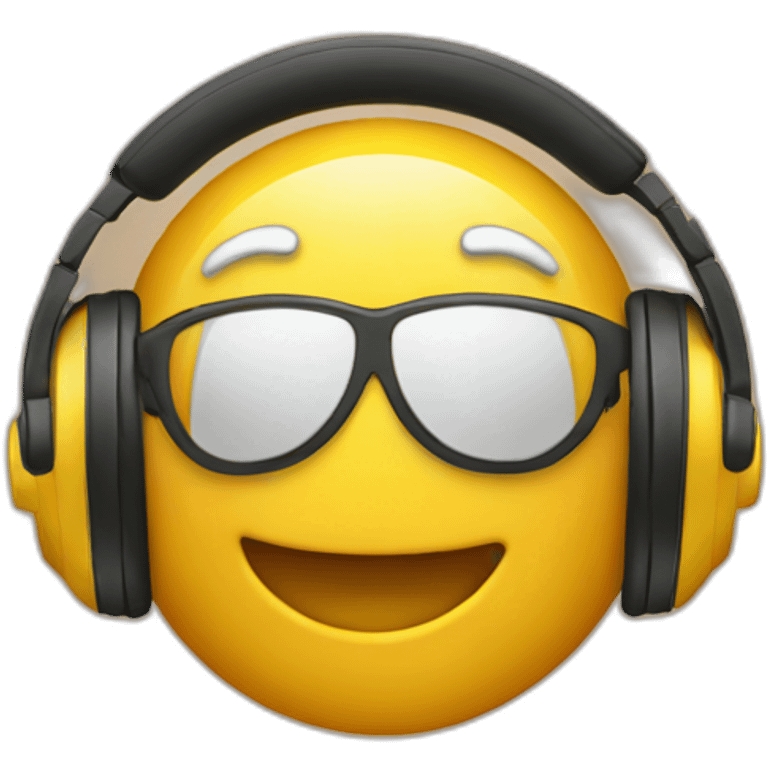 emoji head with headphones enjoying music emoji