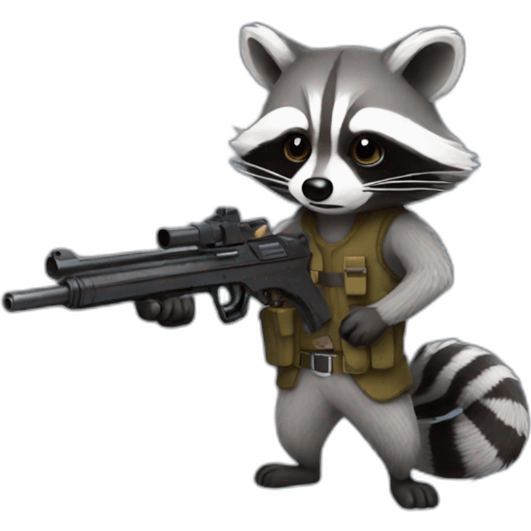 Raccoon with a gun emoji