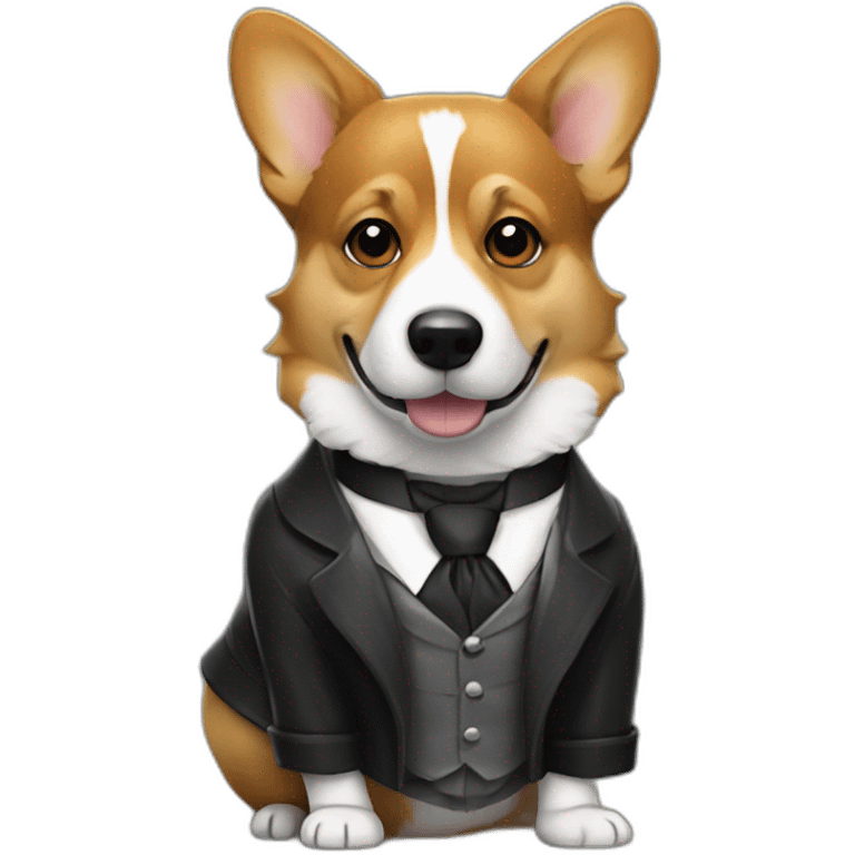 Corgi negro con traje de Sherlock holmes emoji