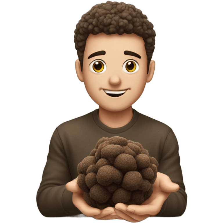 truffle cut with young man who looks as well like a truffle emoji