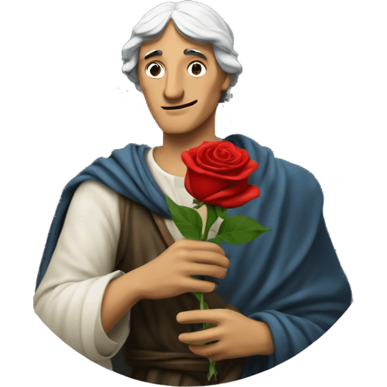 Dante Alighieri holding a rose in his hand emoji