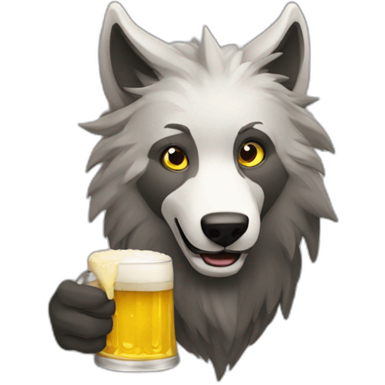 lobo bebiendo cerveza emoji