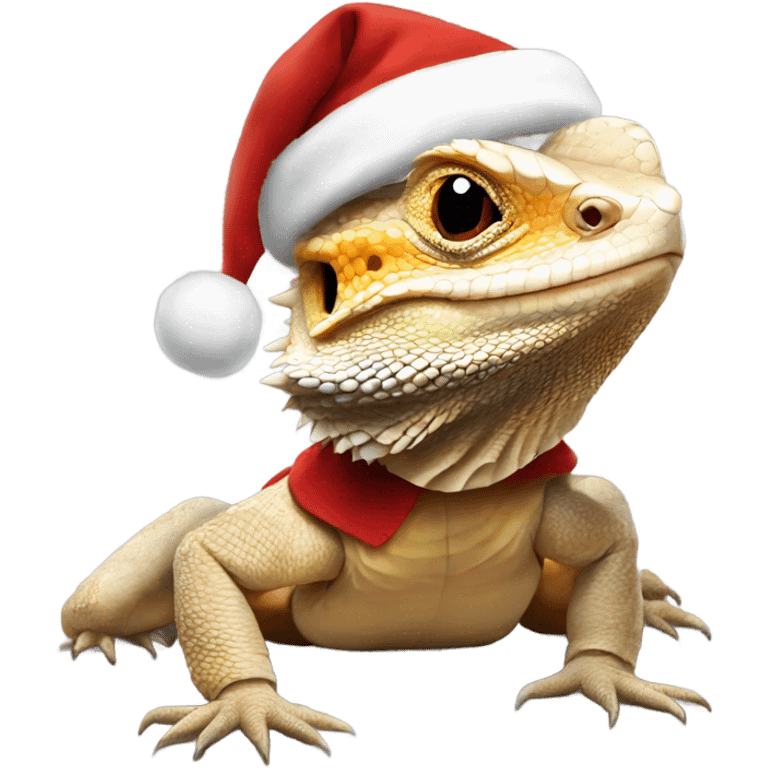 Bearded dragon celebrating Christmas emoji