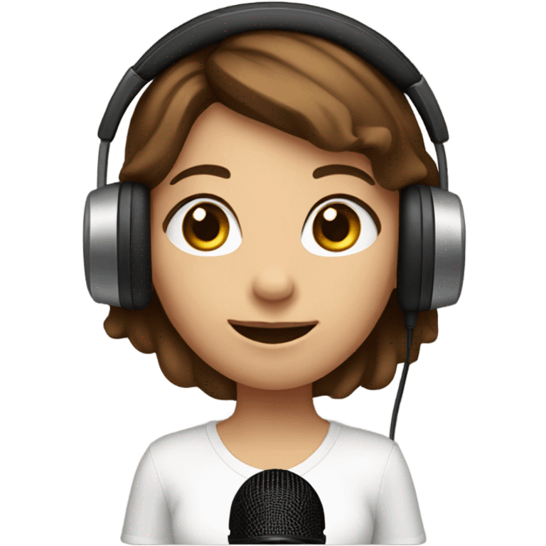 girl with Brown  hair records a podcast emoji