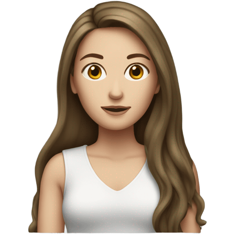 Long brunette hair white woman emoji