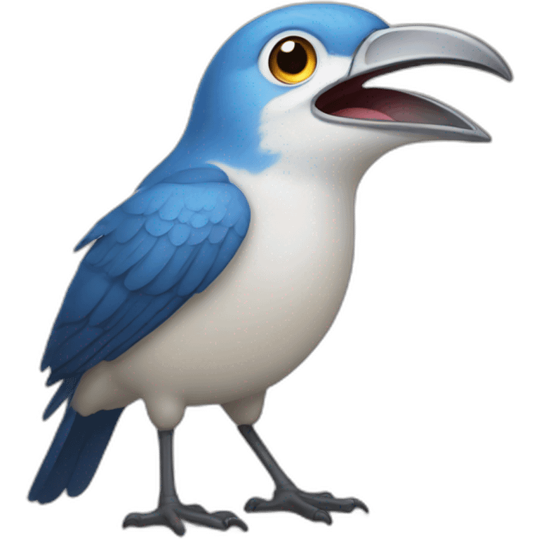 Bird with teeth in its beak emoji