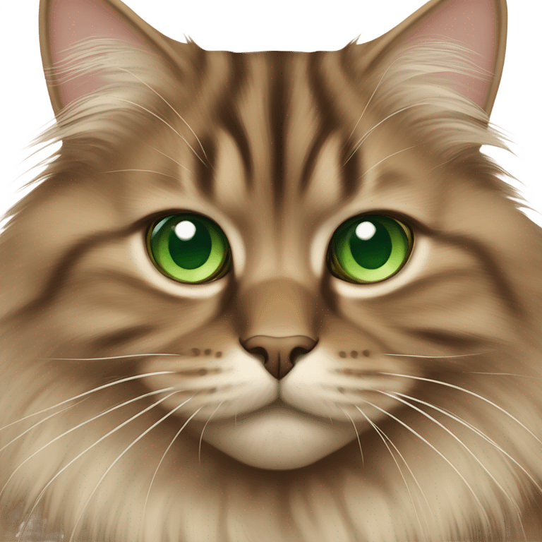  Brown siberian cat and green eyes emoji