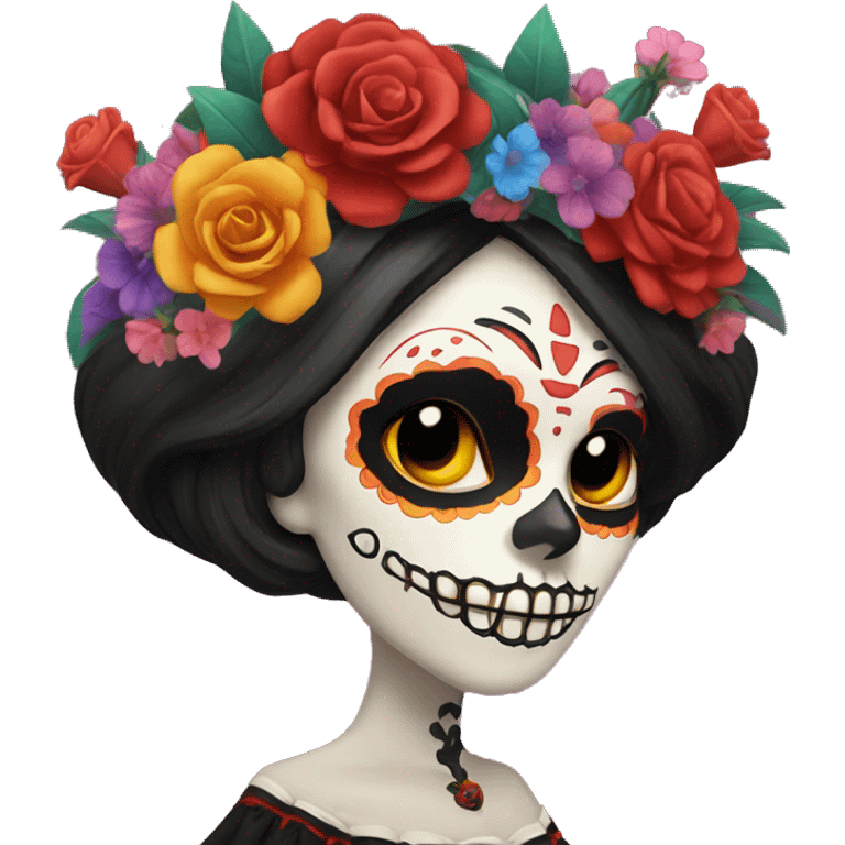 Una catrina con muchas flores  emoji