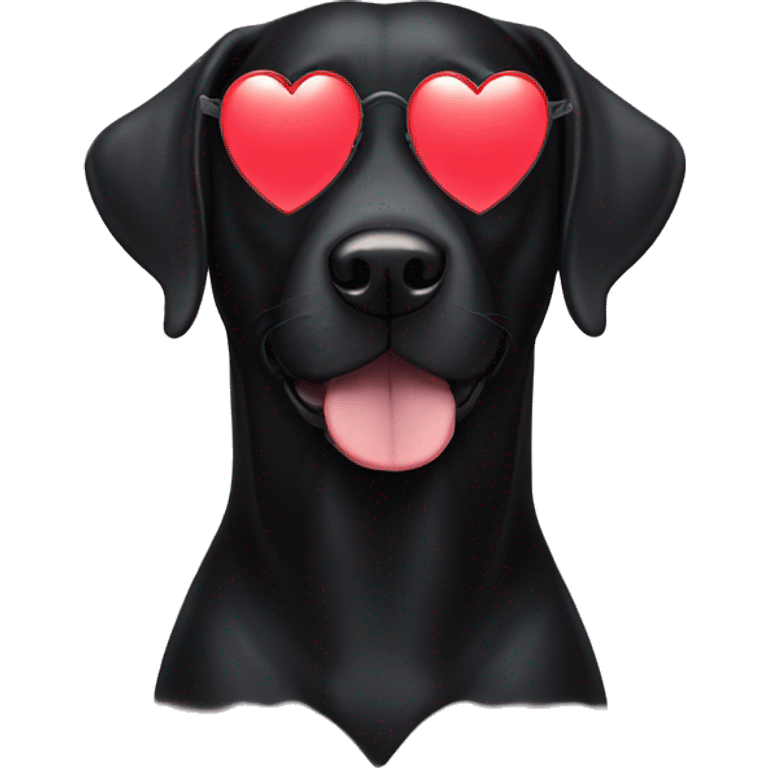 black lab dog wearing heart sunglasses emoji