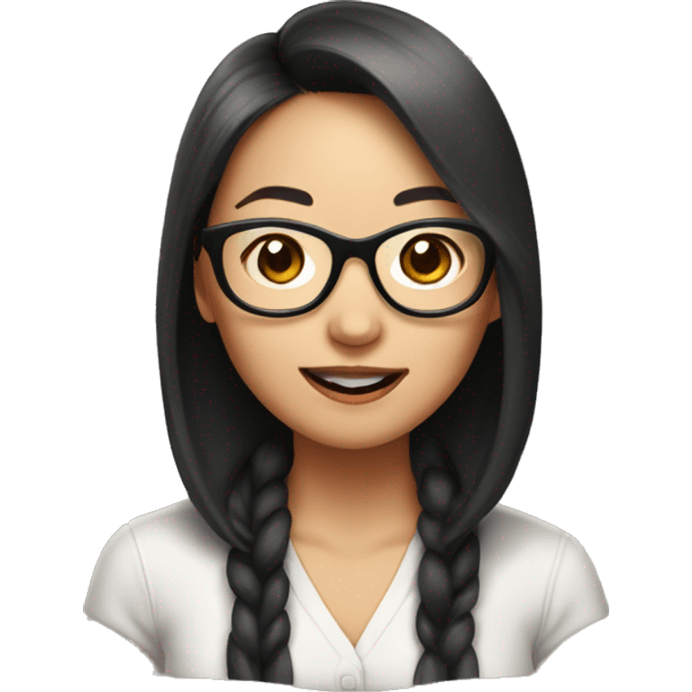 asian woman with glasses beautiful blush tongue out emoji