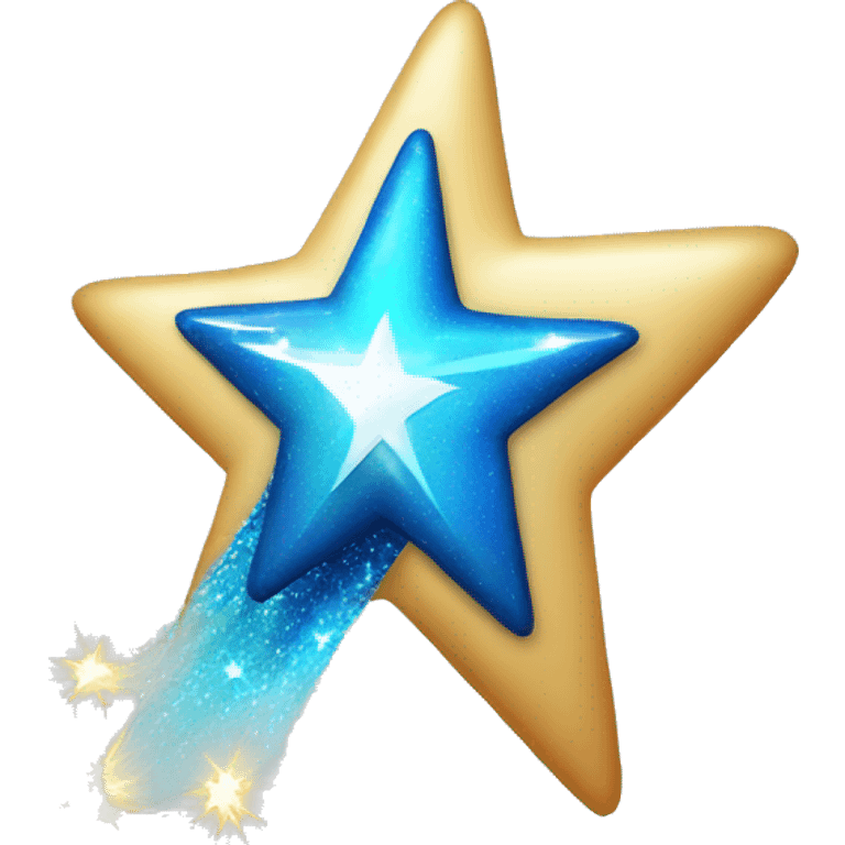 a blue sparkling shooting star with a blue shoting sparkle trail emoji