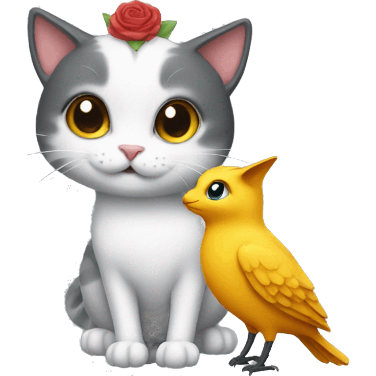 cat marrying a bird emoji