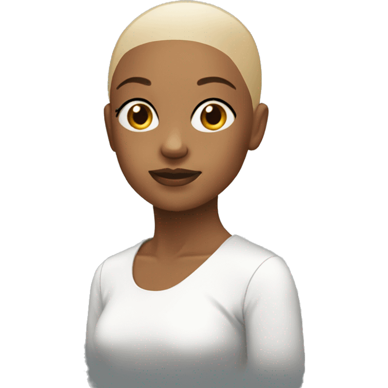 A girl with a shiny bald head emoji