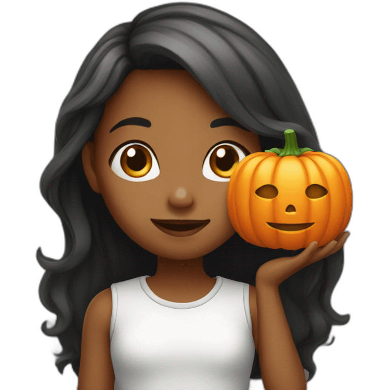 girl with pumpkin emoji