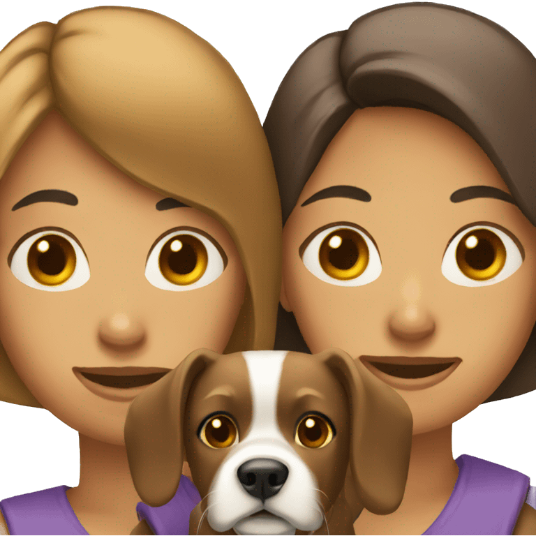 two women with a dog emoji