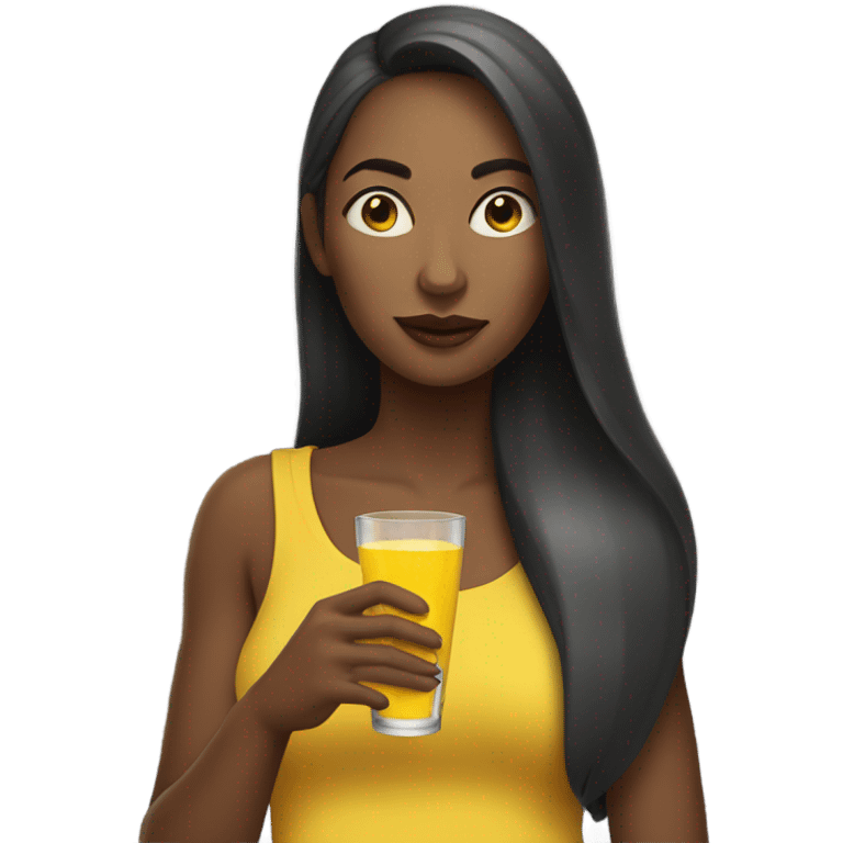 woman drinking yellow liquid emoji