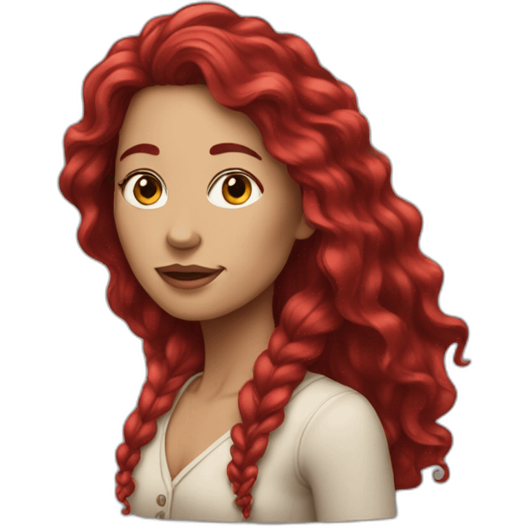 woman with long ruby hair emoji