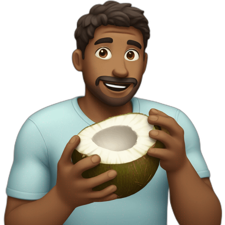 Man eating coconut emoji