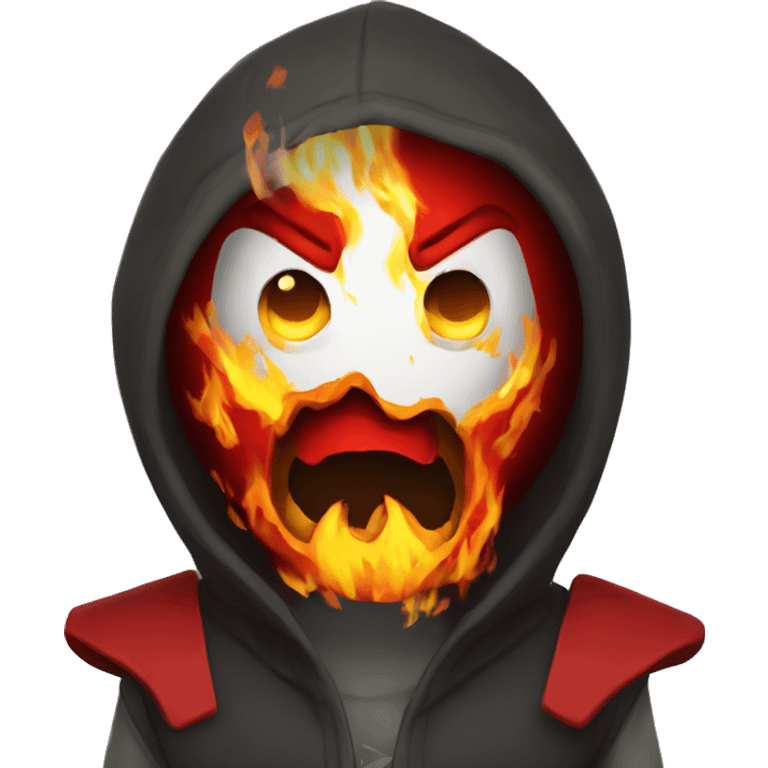 Un diablo rojo con fuego y enojado  emoji