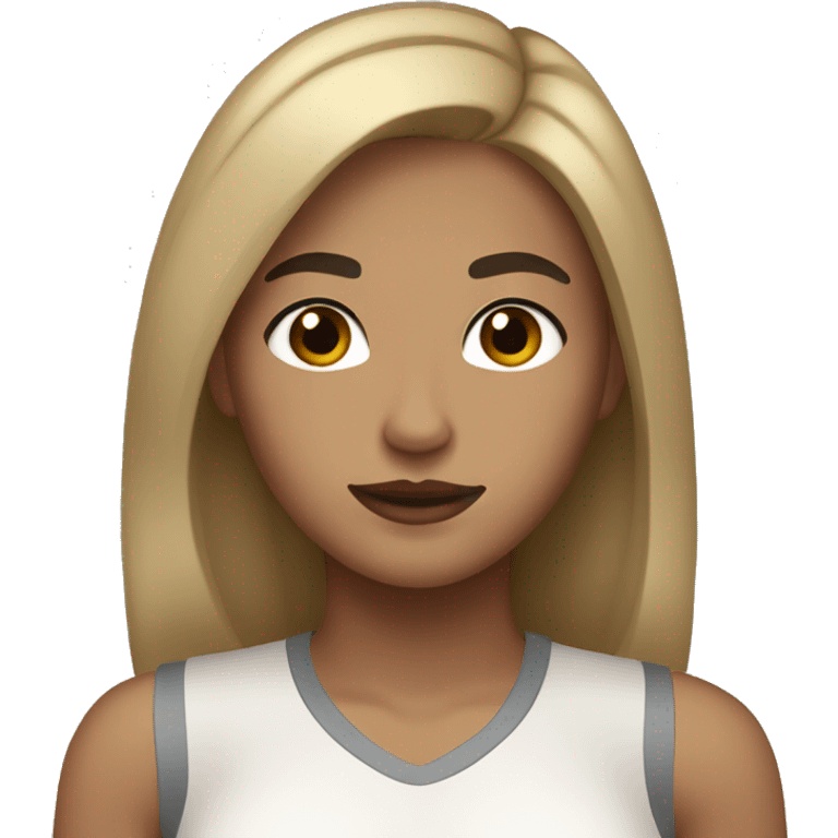 Girl with light brown hair thick black eyebrows brown eyes tan skin emoji