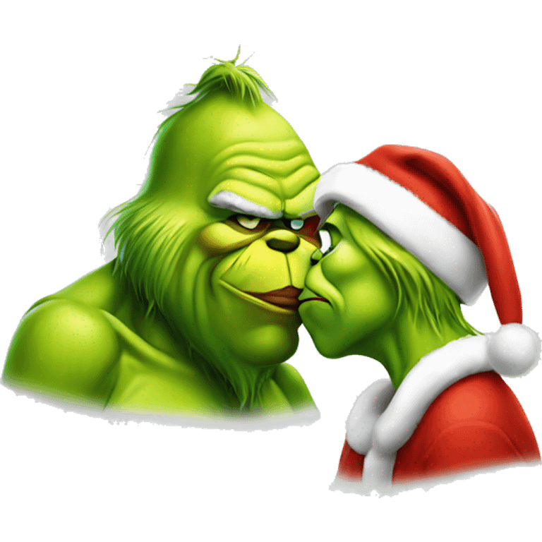 santa claus kissing grinch emoji