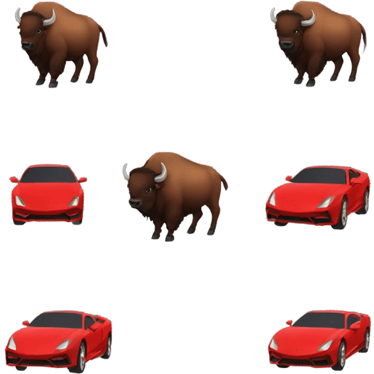 A bison in a  red Lamborghini  emoji