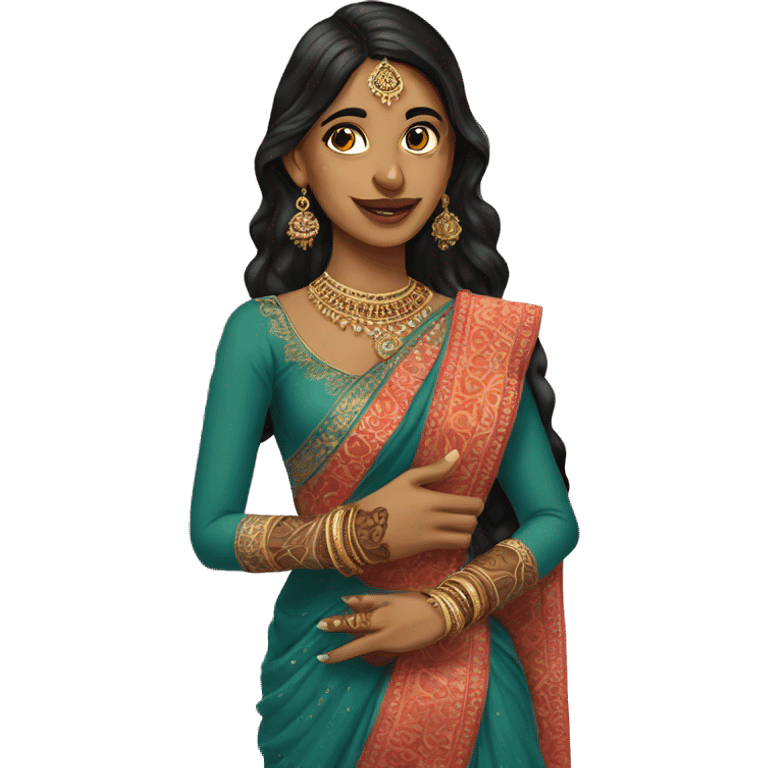 A indian desi girl with mehandi on her hand emoji