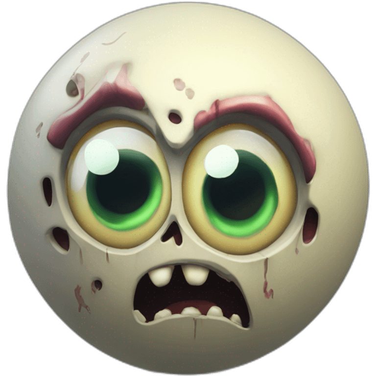 3d sphere with a cartoon Zombie skin texture with big beautiful eyes emoji