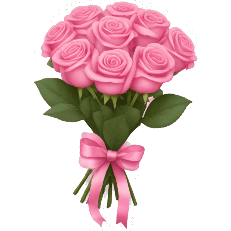 pink rose bouquet with pink ribbons  emoji